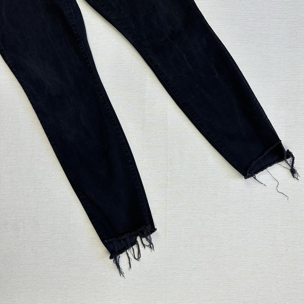 Mother Stunner Zip Ankle Step Fray Jeans Size 31 Black USA Not Guilty Wash - Picture 5 of 13